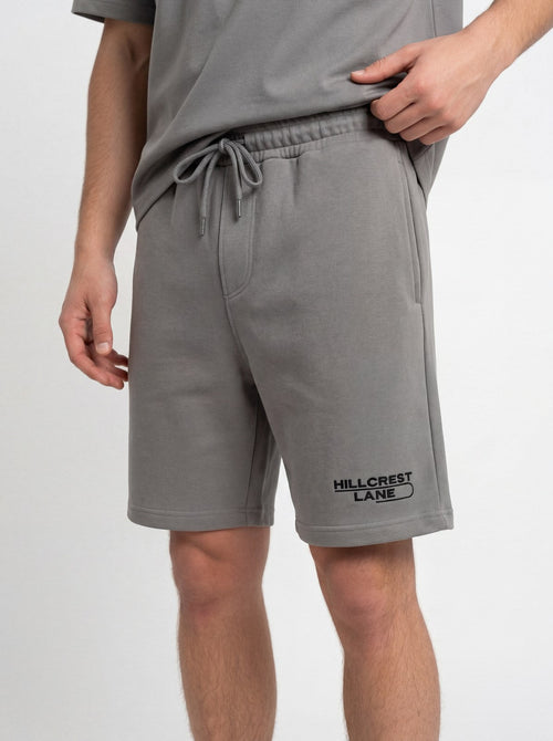 HILLCREST LANE TNU Shorts — Gray, fully embroidered streetwear shorts