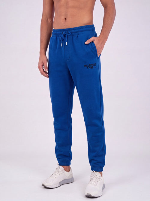 HILLCREST LANE TNU Sweatpants — Blue, fully embroidered streetwear sweatpants