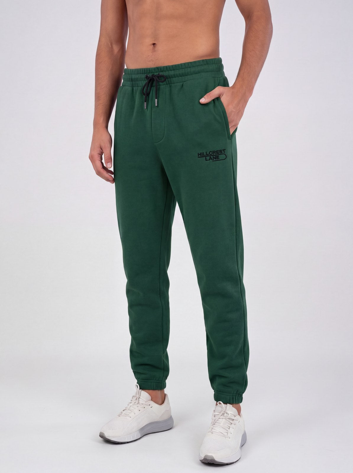 HILLCREST LANE TNU Sweatpants — Green, fully embroidered streetwear sweatpants