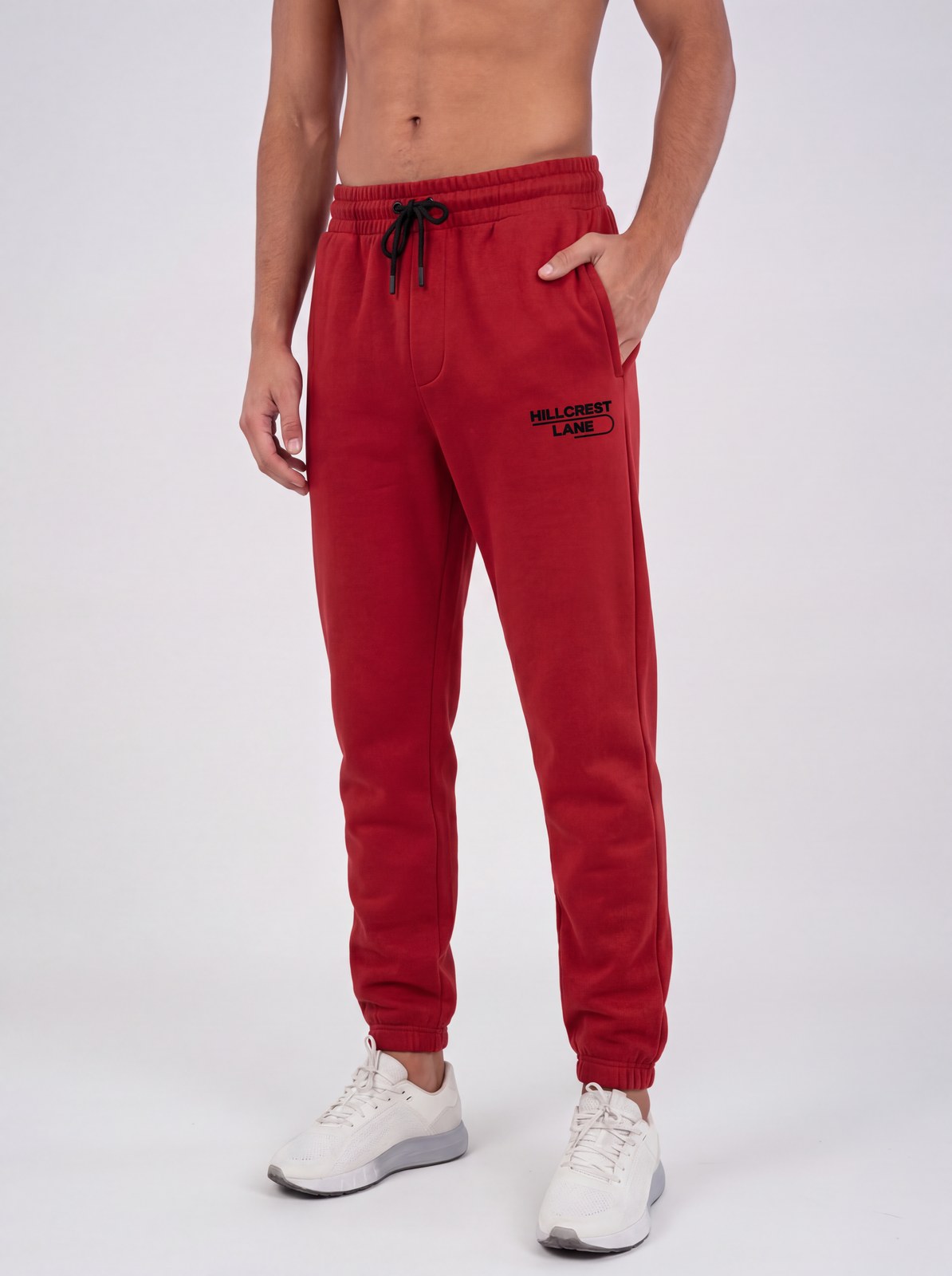 HILLCREST LANE TNU Sweatpants — Red, fully embroidered streetwear sweatpants